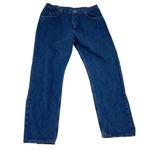 Wrangler Mens Jeans 38x32 Relaxed Fit Blue 100% Cotton Straight Leg Denim